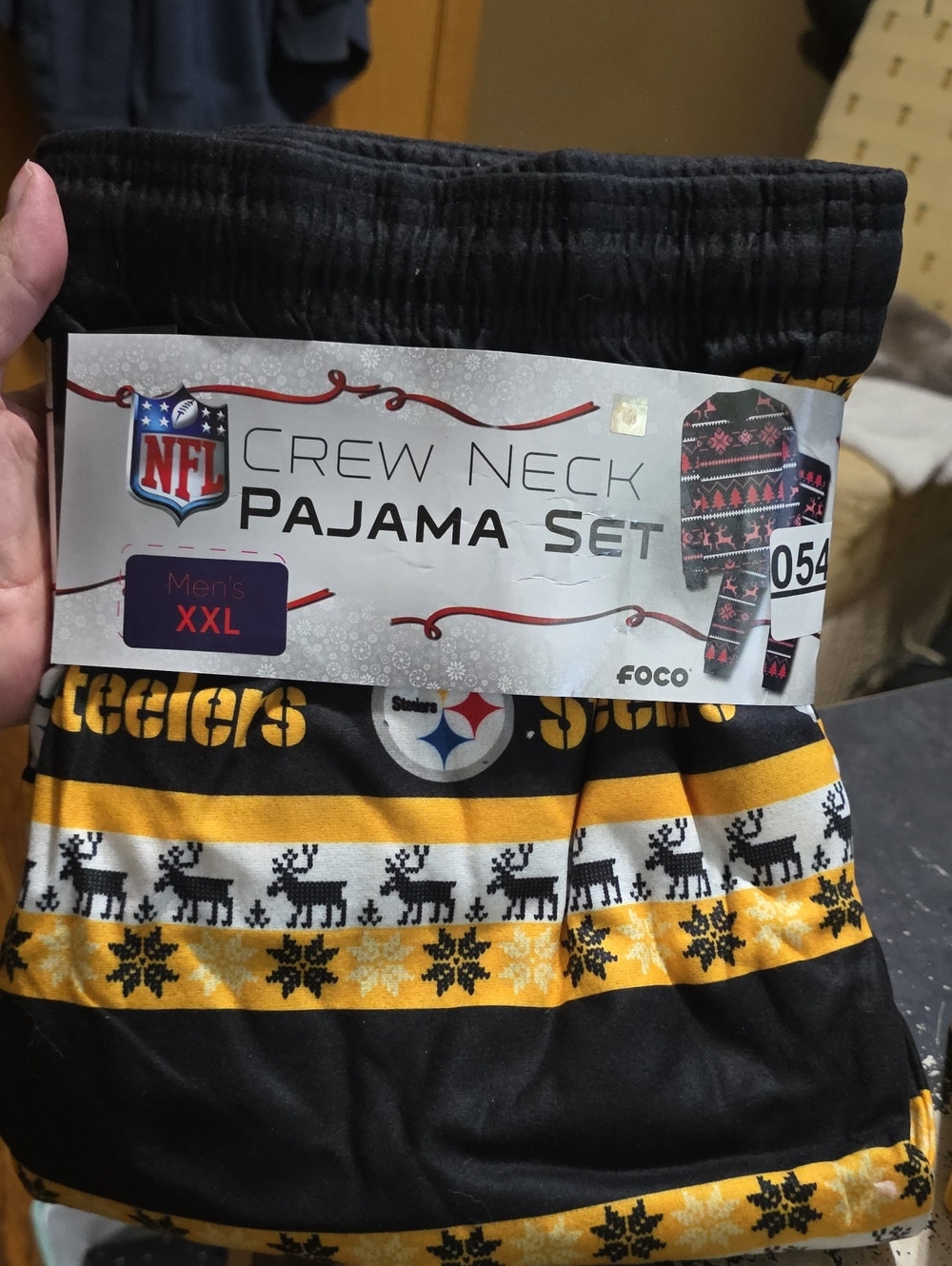 NFL Pittsburgh Steelers Men's Black and Gold Crew Neck Pajama Set Xxl